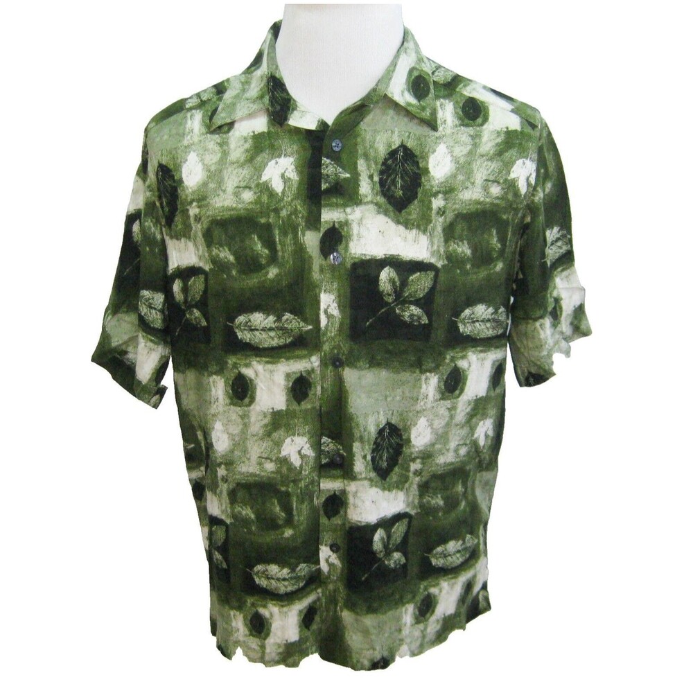 CRAZY HORSE Men's (Size Medium) Green Short Sleeve Hawaiian Button Front Shirt